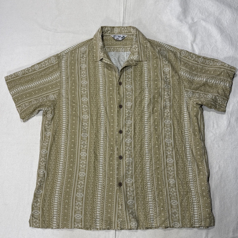 Line Of Trade Original Brown Size XL Linen Blend Hawaiian Camp Shirt